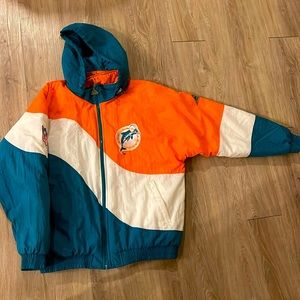 Vintage Y2k NFL Pro Line Miami Dolphins vintage puffer jacket.